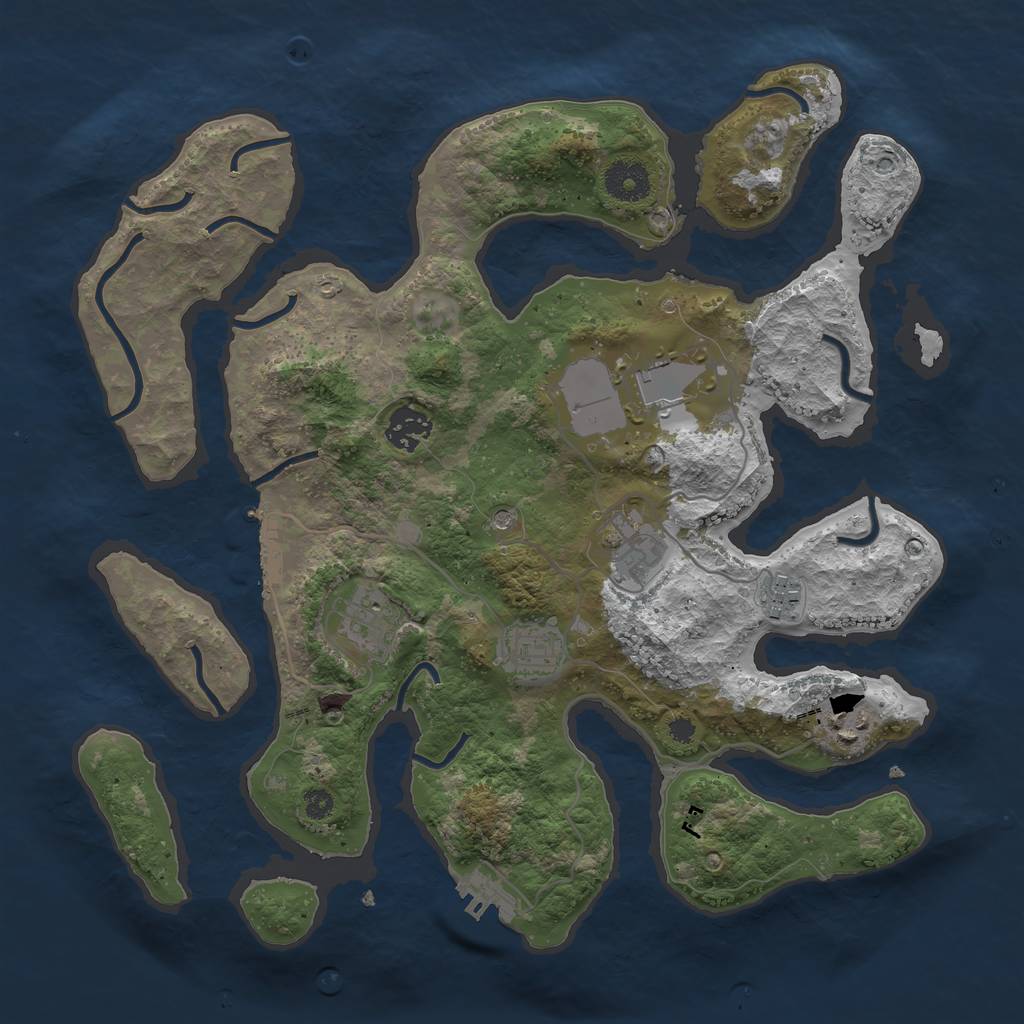 Rust Map: Procedural Map, Size: 3500, Seed: 53264996, 12 Monuments