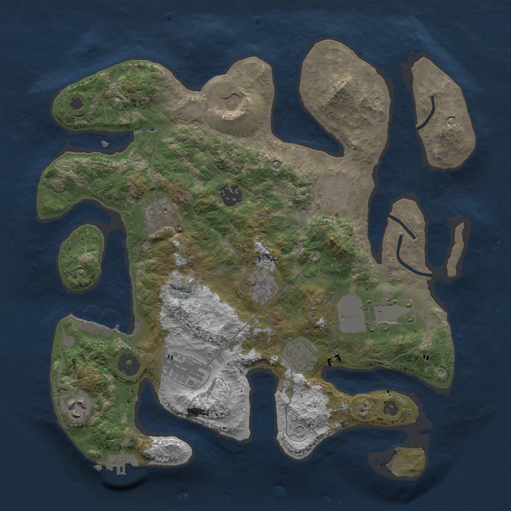 Rust Map: Procedural Map, Size: 3500, Seed: 1039404404, 14 Monuments