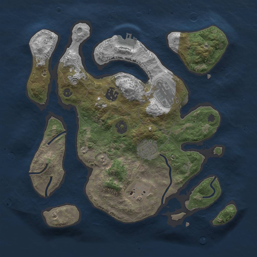 Rust Map: Procedural Map, Size: 3000, Seed: 46840, 7 Monuments