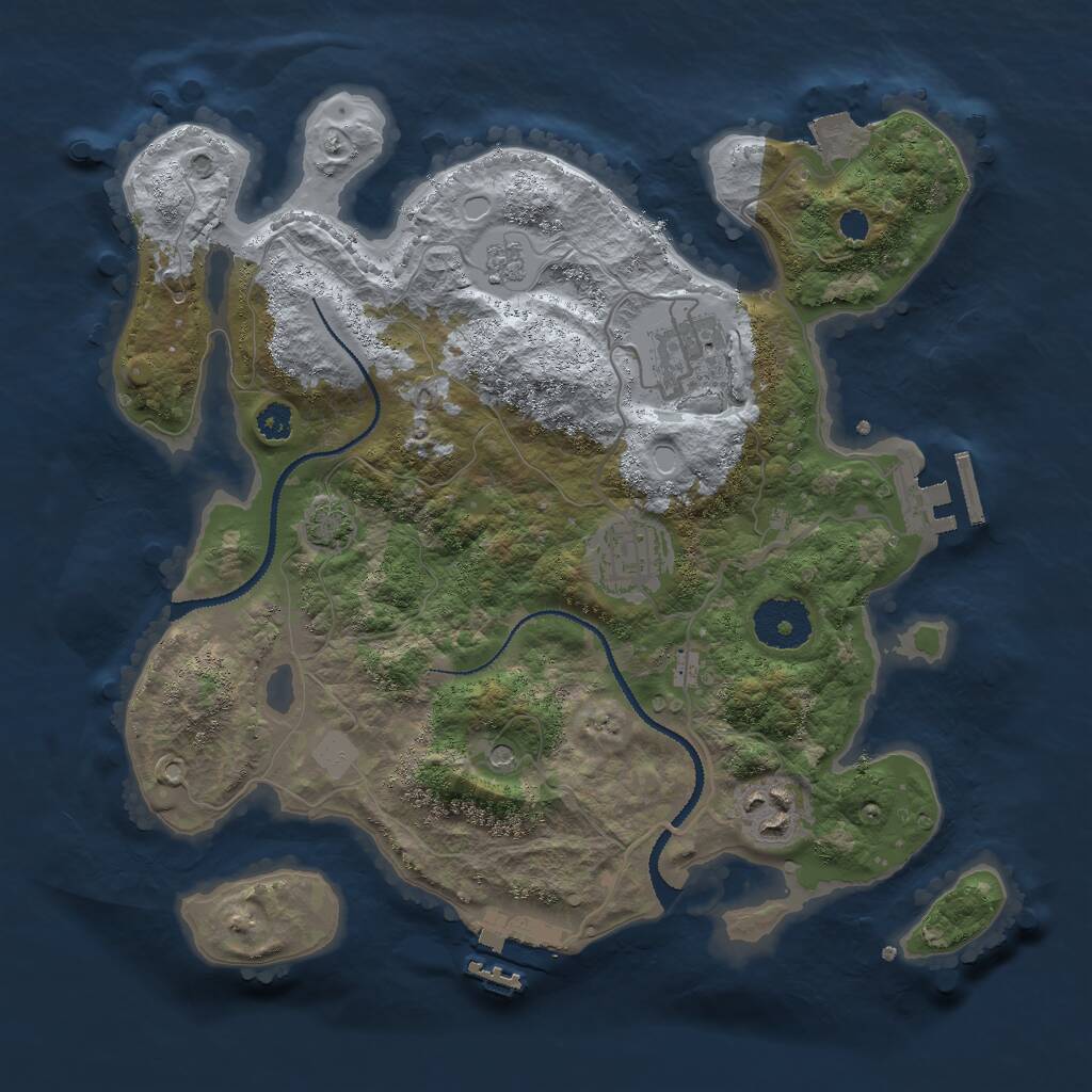 Rust Map: Procedural Map, Size: 3000, Seed: 46840, 9 Monuments