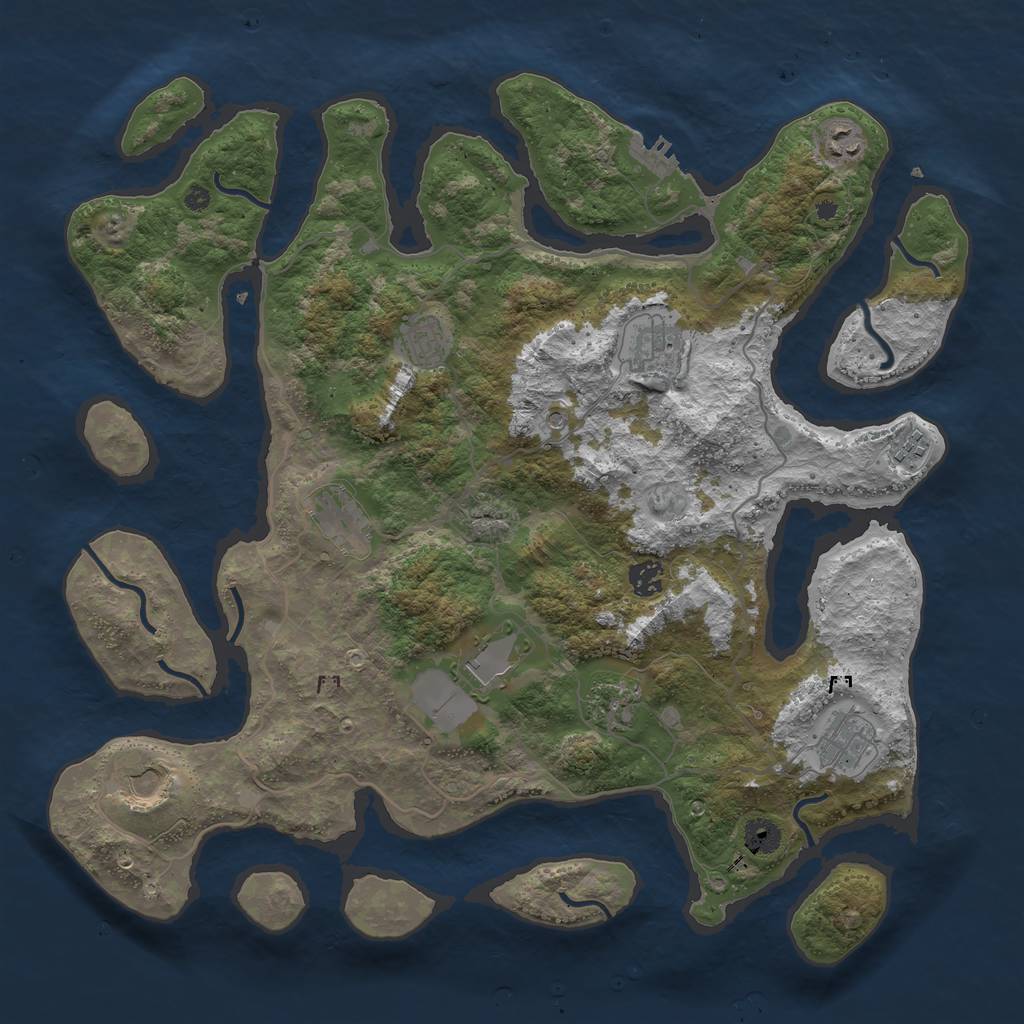 Rust Map: Procedural Map, Size: 4200, Seed: 53, 14 Monuments