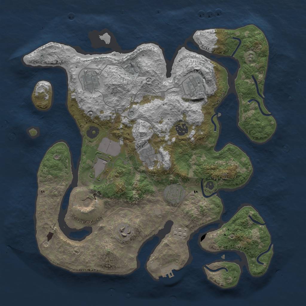 Rust Map: Procedural Map, Size: 3700, Seed: 53060931, 13 Monuments