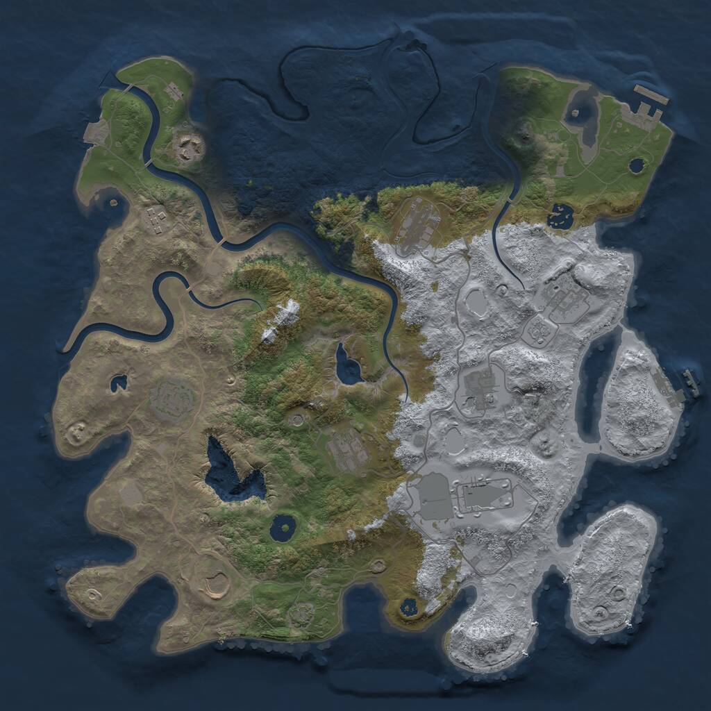 Rust Map: Procedural Map, Size: 4000, Seed: 909888, 16 Monuments