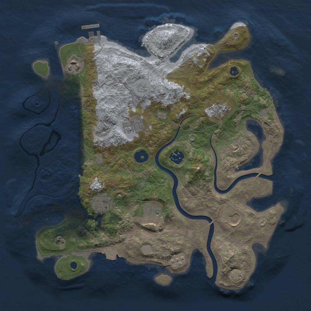 Rust Map: Procedural Map, Size: 3500, Seed: 1271908405, 13 Monuments