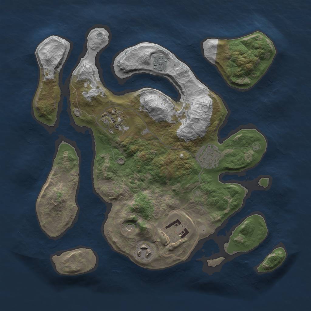 Rust Map: Barren, Size: 3000, Seed: 46840, 8 Monuments