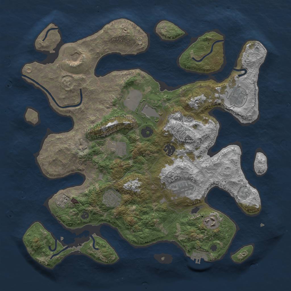 Rust Map: Procedural Map, Size: 3800, Seed: 838508, 13 Monuments