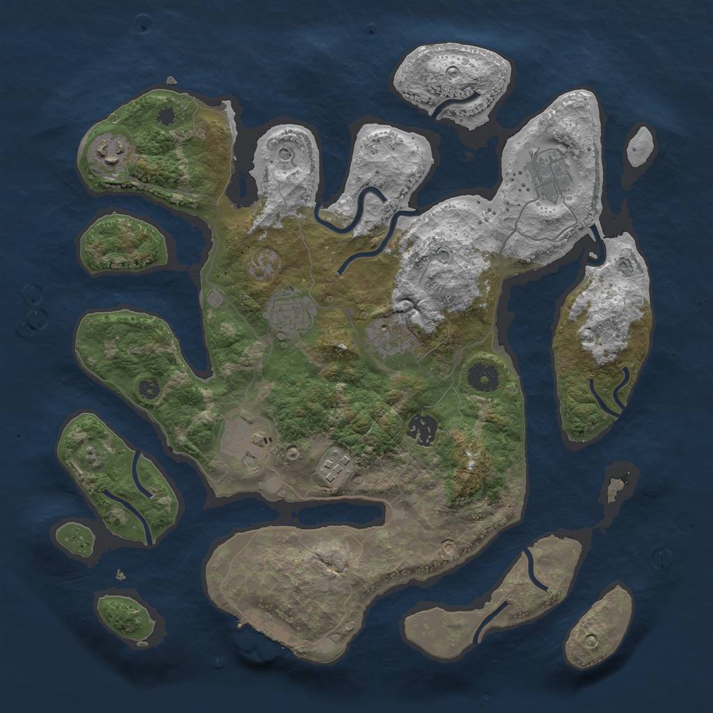 Rust Map: Procedural Map, Size: 3500, Seed: 967285873, 11 Monuments