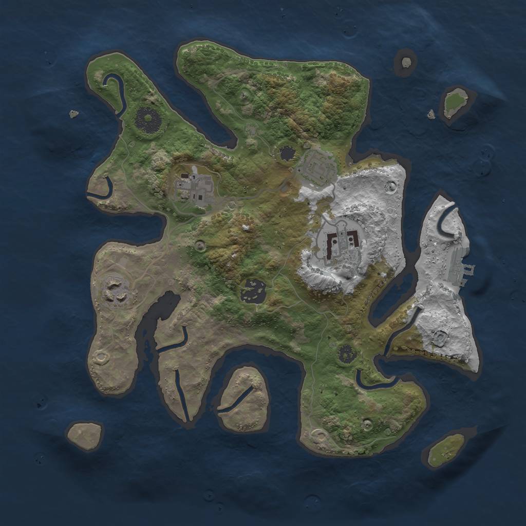 Rust Map: Procedural Map, Size: 3000, Seed: 266184230, 8 Monuments