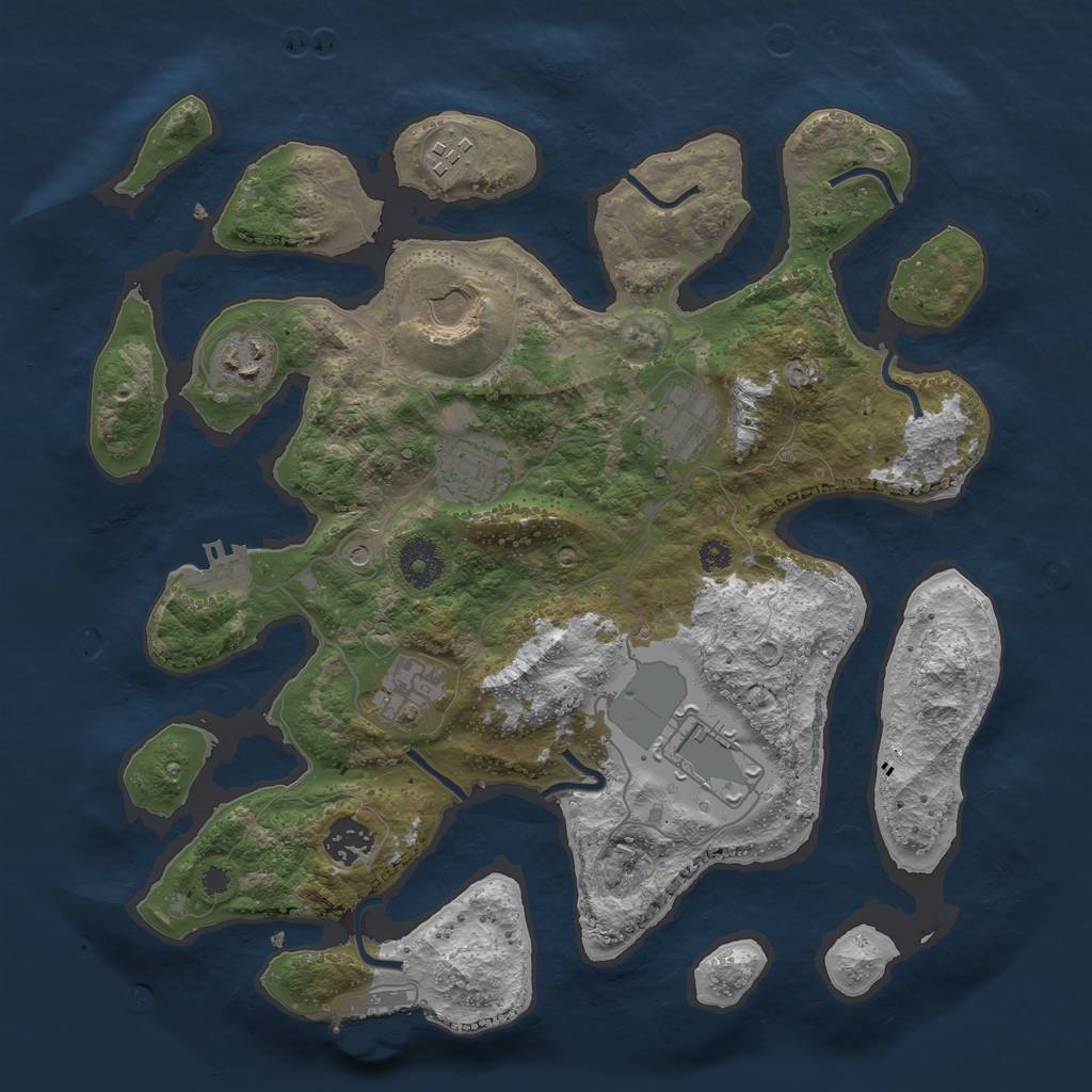 Rust Map: Procedural Map, Size: 3500, Seed: 5061, 13 Monuments