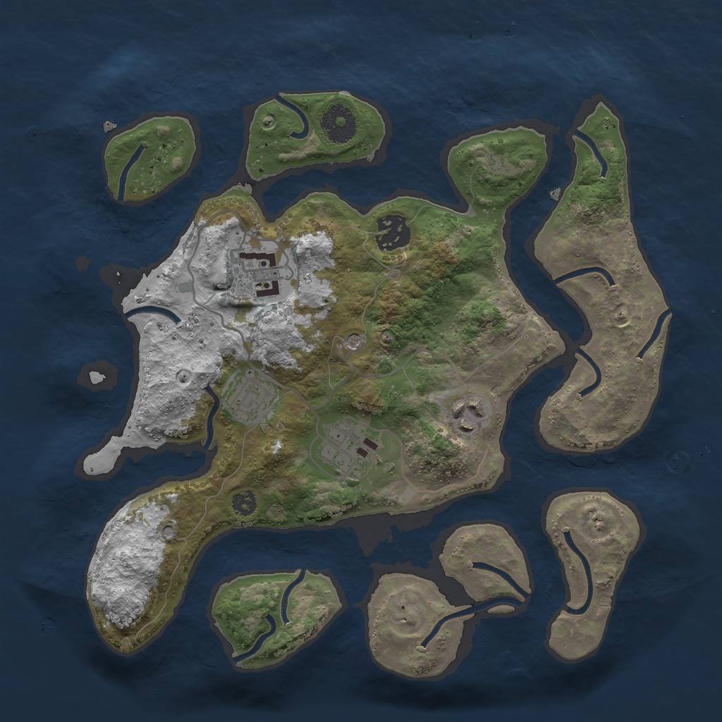 Rust Map: Procedural Map, Size: 3000, Seed: 484548640, 8 Monuments