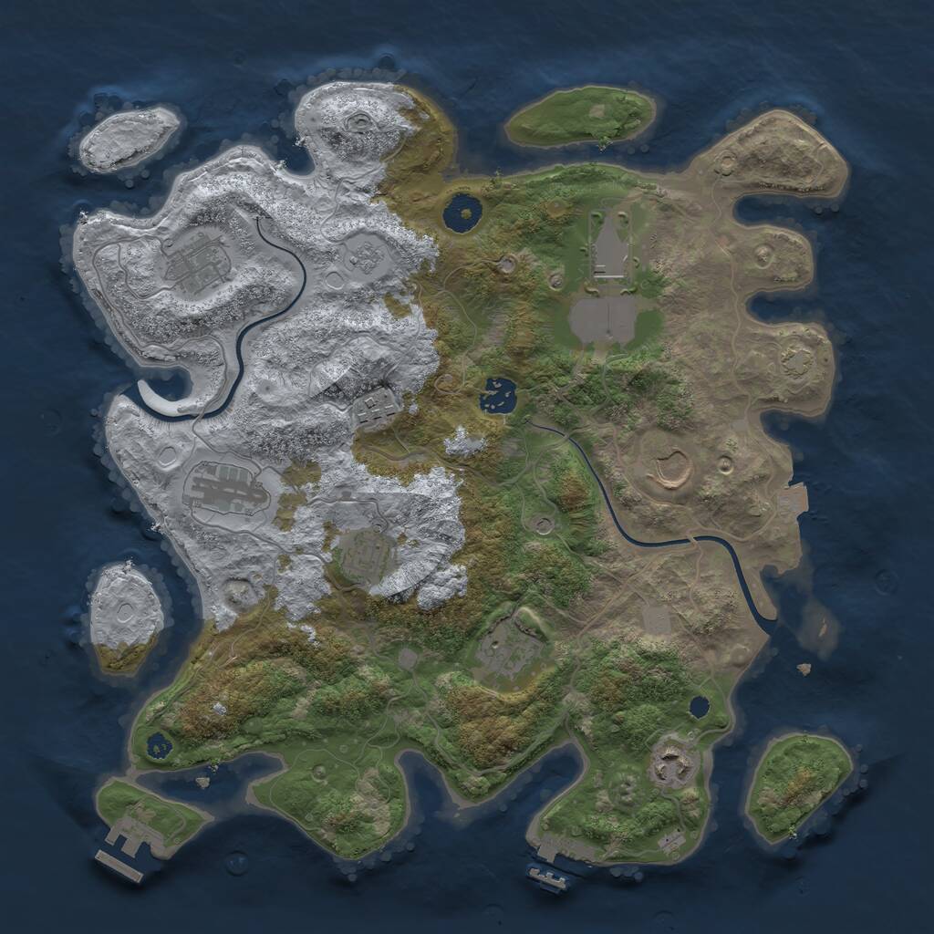 Rust Map: Procedural Map, Size: 3700, Seed: 37462748, 15 Monuments