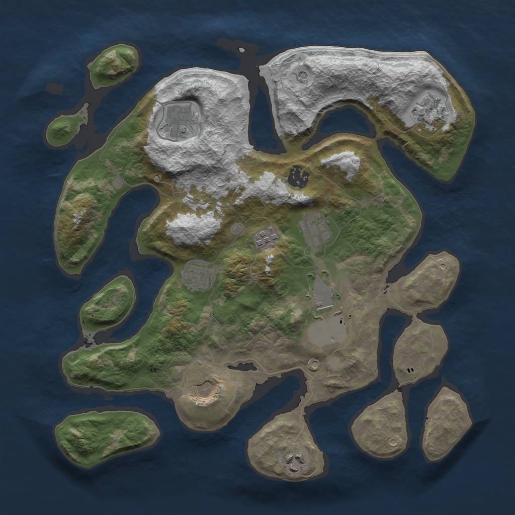 Rust Map: Barren, Size: 3600, Seed: 954758, 12 Monuments