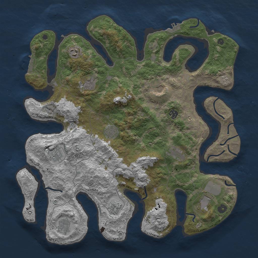 Rust Map: Procedural Map, Size: 4300, Seed: 123888124, 16 Monuments