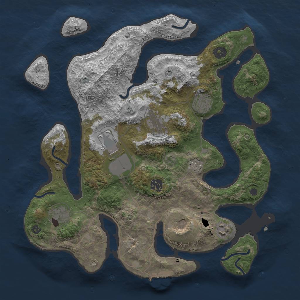 Rust Map: Procedural Map, Size: 3500, Seed: 394346, 12 Monuments