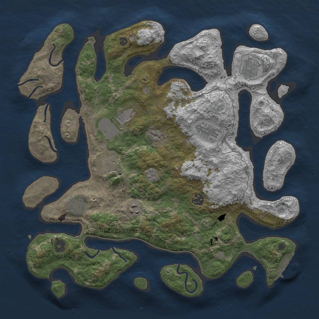 Rust Map: Procedural Map, Size: 4000, Seed: 1950105405, 12 Monuments