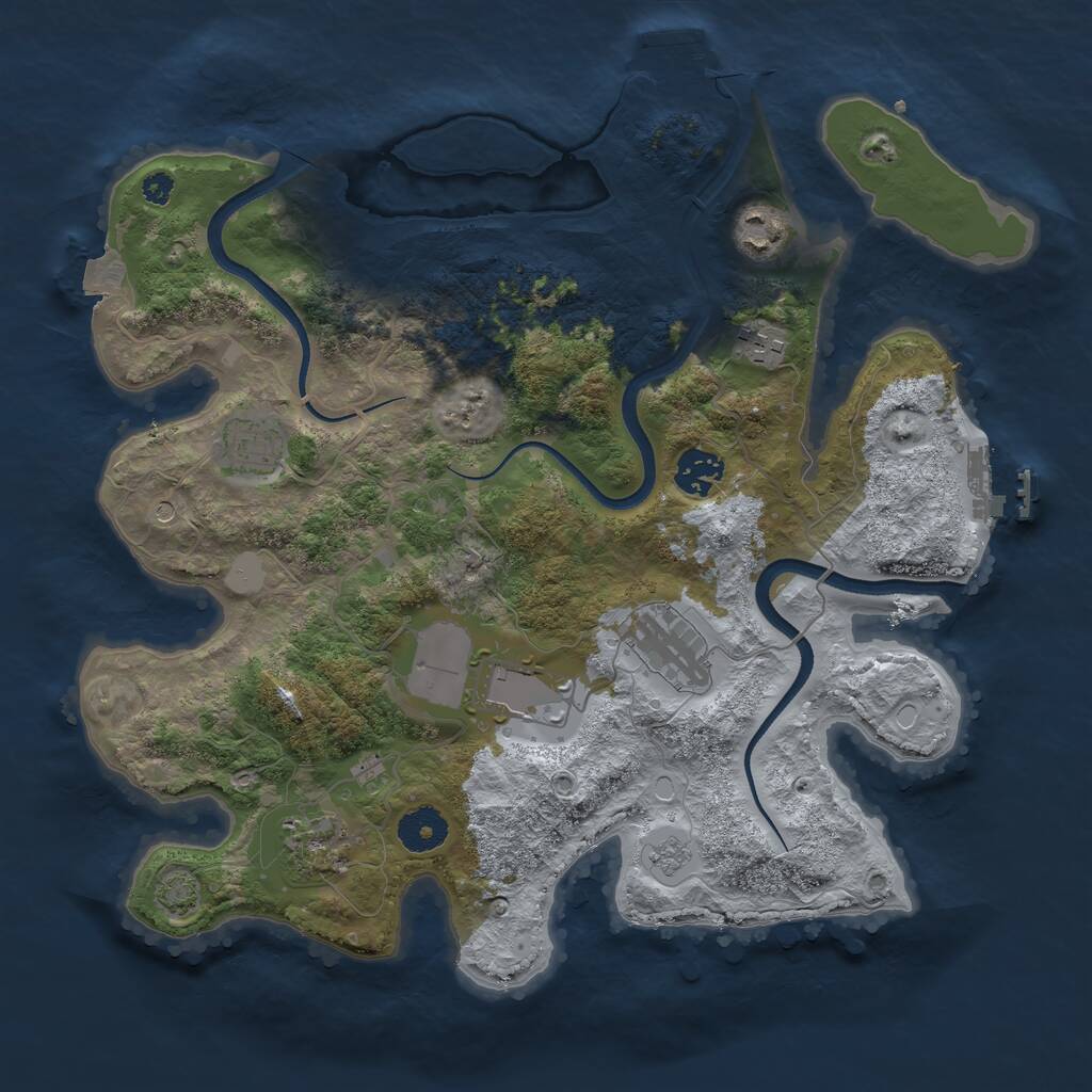 Rust Map: Procedural Map, Size: 3500, Seed: 659241, 13 Monuments
