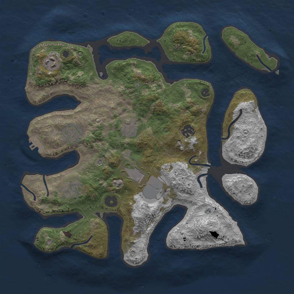 Rust Map: Procedural Map, Size: 3500, Seed: 659241, 10 Monuments