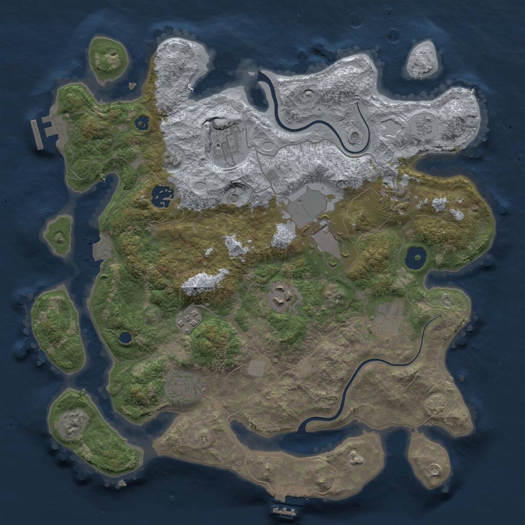 Rust Map: Procedural Map, Size: 3500, Seed: 9432, 14 Monuments
