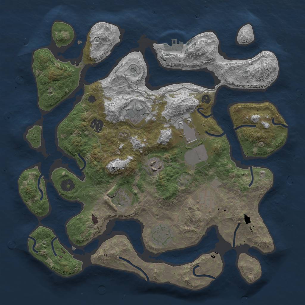 Rust Map: Procedural Map, Size: 3500, Seed: 9432, 11 Monuments