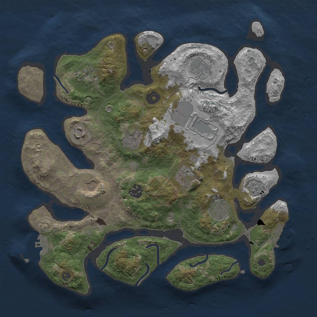 Rust Map: Procedural Map, Size: 3500, Seed: 845712546, 15 Monuments