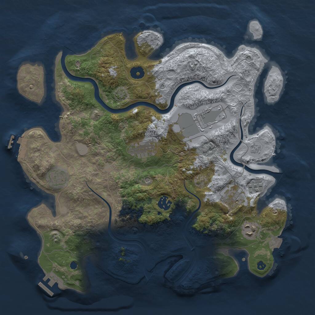 Rust Map: Procedural Map, Size: 3500, Seed: 845712546, 13 Monuments