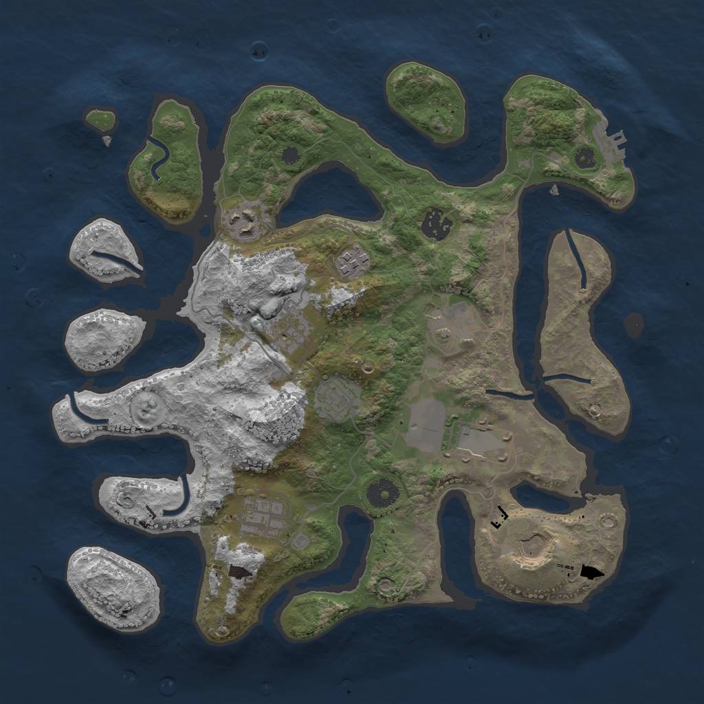 Rust Map: Procedural Map, Size: 3500, Seed: 1389153378, 12 Monuments