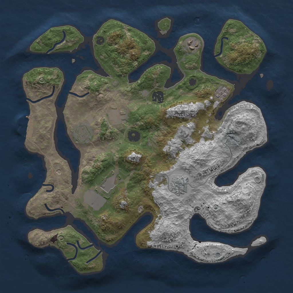 Rust Map: Procedural Map, Size: 3578, Seed: 14500, 11 Monuments