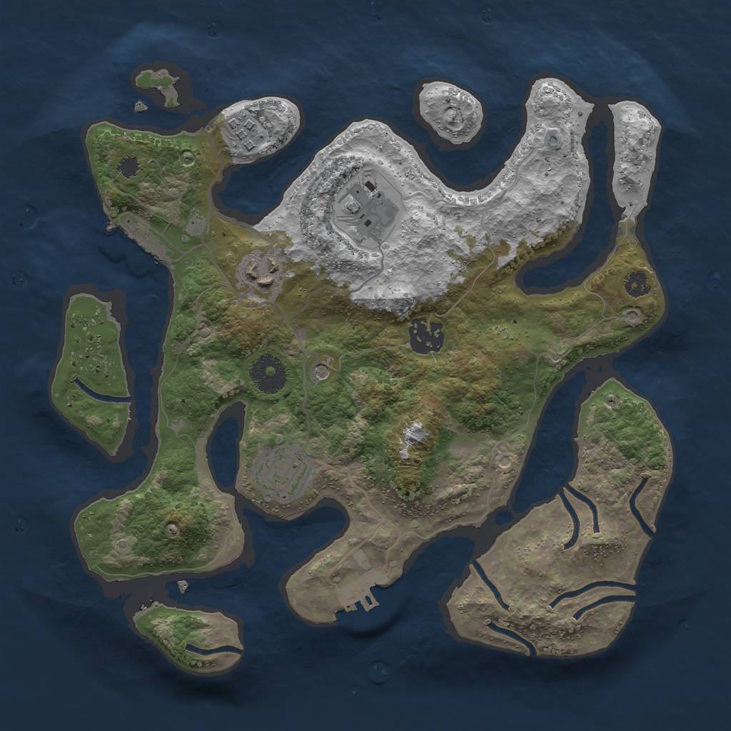 Rust Map: Procedural Map, Size: 3000, Seed: 453156, 10 Monuments