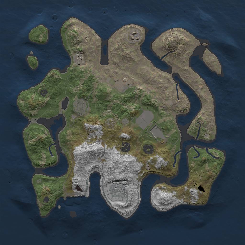 Rust Map: Procedural Map, Size: 3500, Seed: 18900, 11 Monuments