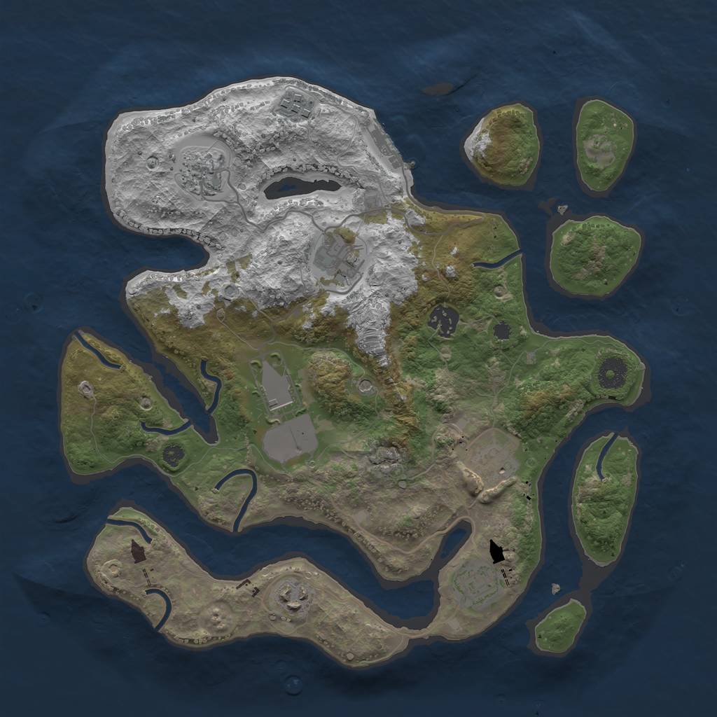 Rust Map: Procedural Map, Size: 3500, Seed: 5791111, 12 Monuments