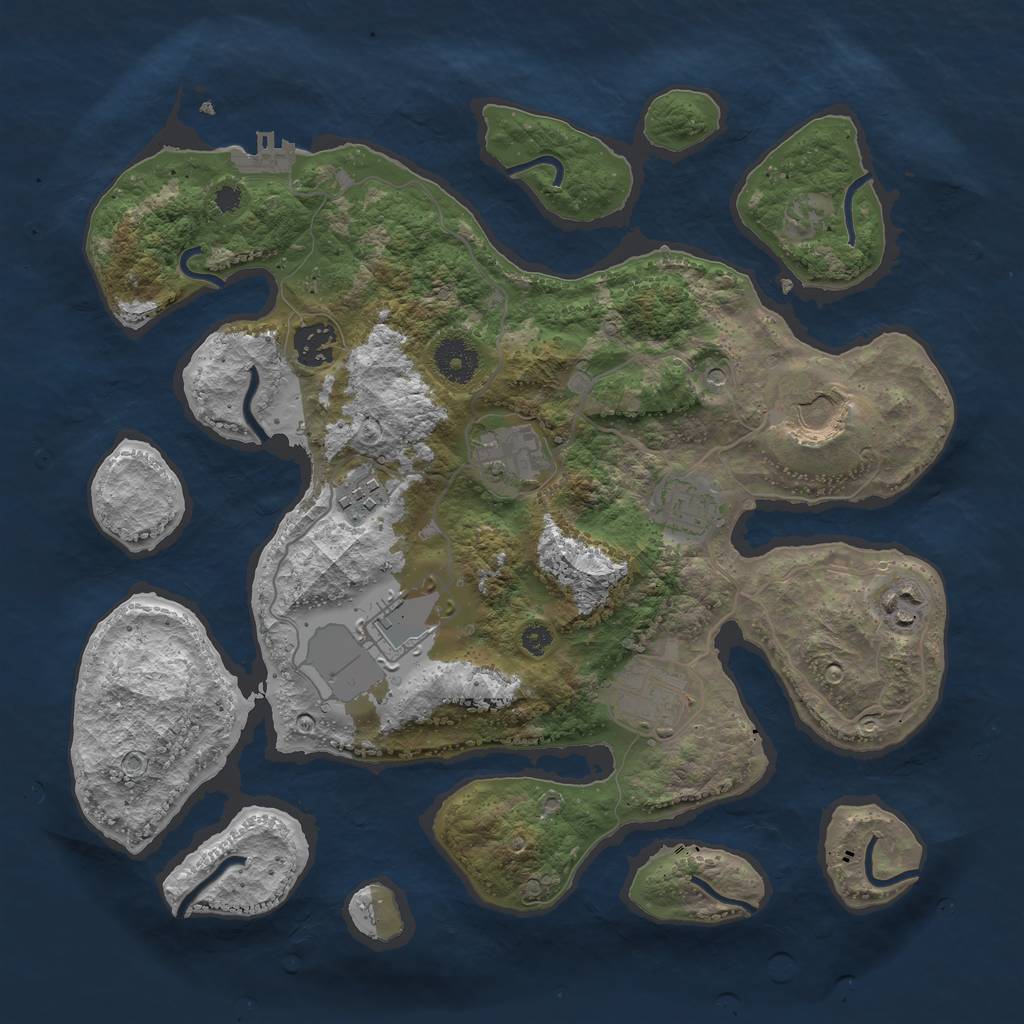 Rust Map: Procedural Map, Size: 3500, Seed: 213458967, 12 Monuments