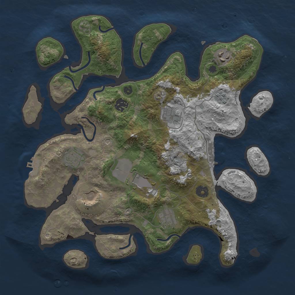 Rust Map: Procedural Map, Size: 3500, Seed: 651321, 13 Monuments