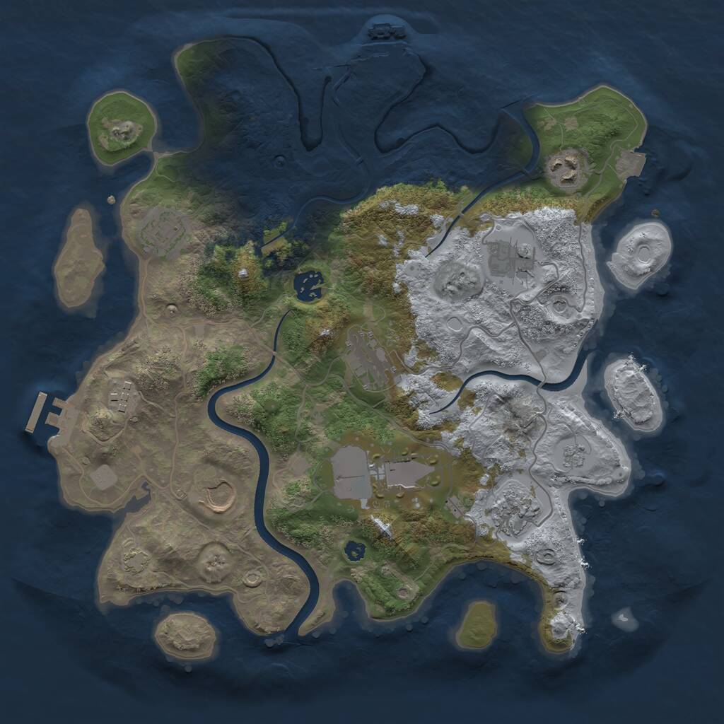 Rust Map: Procedural Map, Size: 3500, Seed: 651321, 15 Monuments