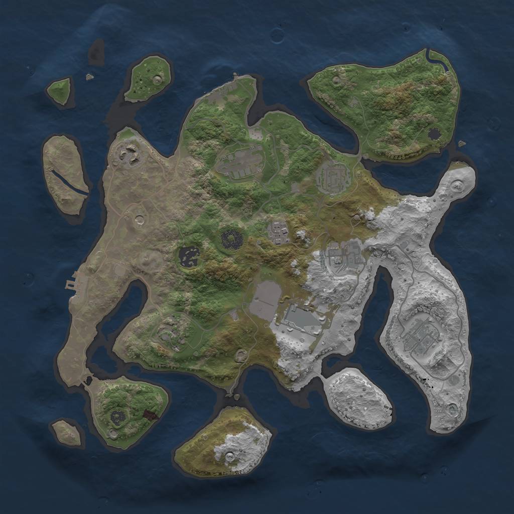 Rust Map: Procedural Map, Size: 3500, Seed: 1103783570, 14 Monuments