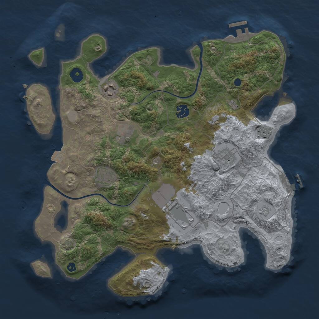Rust Map: Procedural Map, Size: 3500, Seed: 1103783570, 13 Monuments