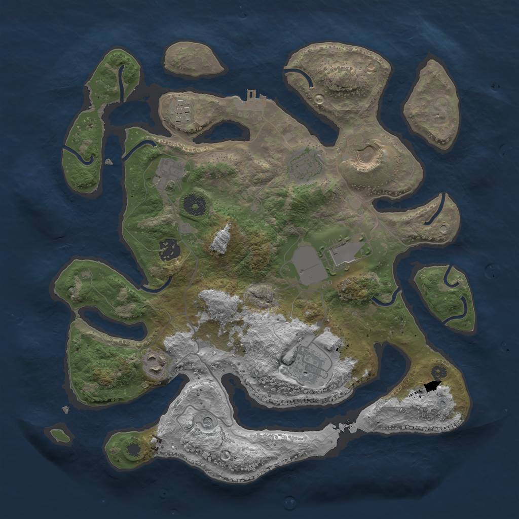 Rust Map: Procedural Map, Size: 3500, Seed: 123457, 12 Monuments