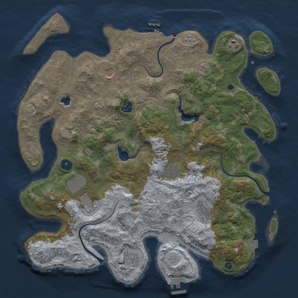 Rust Map: Procedural Map, Size: 4100, Seed: 27448, 14 Monuments