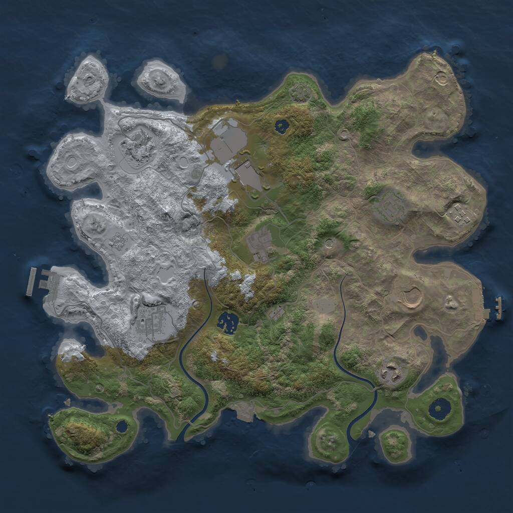 Rust Map: Procedural Map, Size: 3600, Seed: 2083339193, 15 Monuments