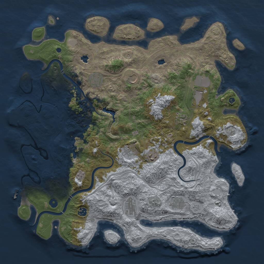 Rust Map: Procedural Map, Size: 4500, Seed: 5575322, 16 Monuments