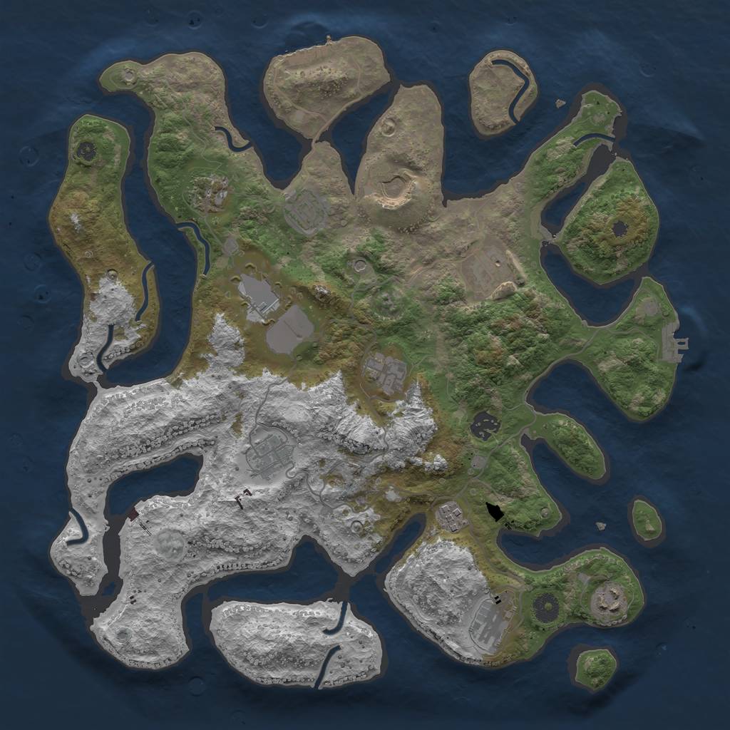 Rust Map: Procedural Map, Size: 3950, Seed: 1329416841, 16 Monuments