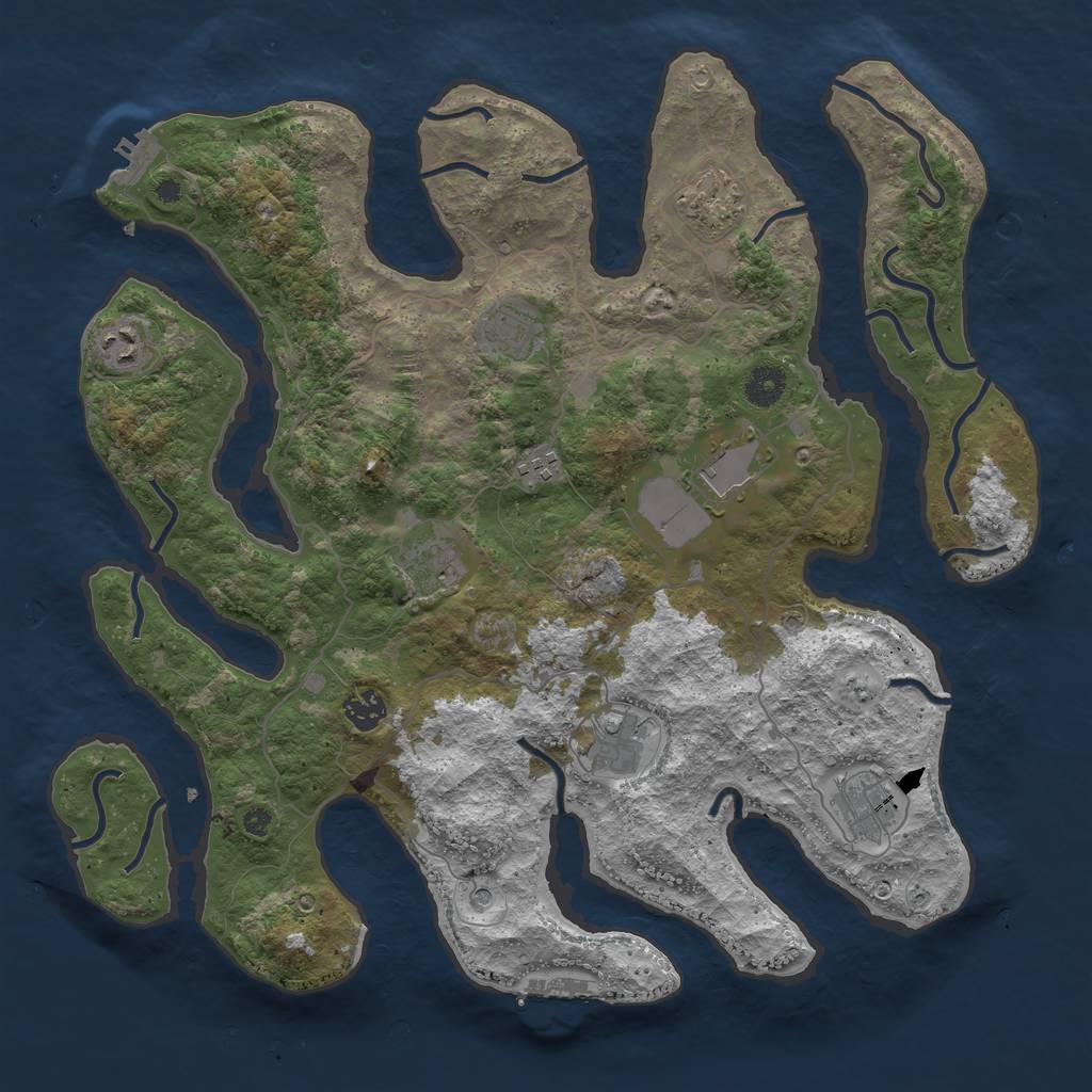 Rust Map: Procedural Map, Size: 4000, Seed: 666777, 14 Monuments