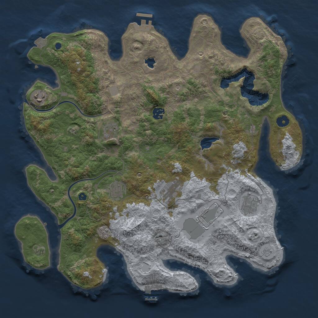 Rust Map: Procedural Map, Size: 4000, Seed: 666777, 14 Monuments