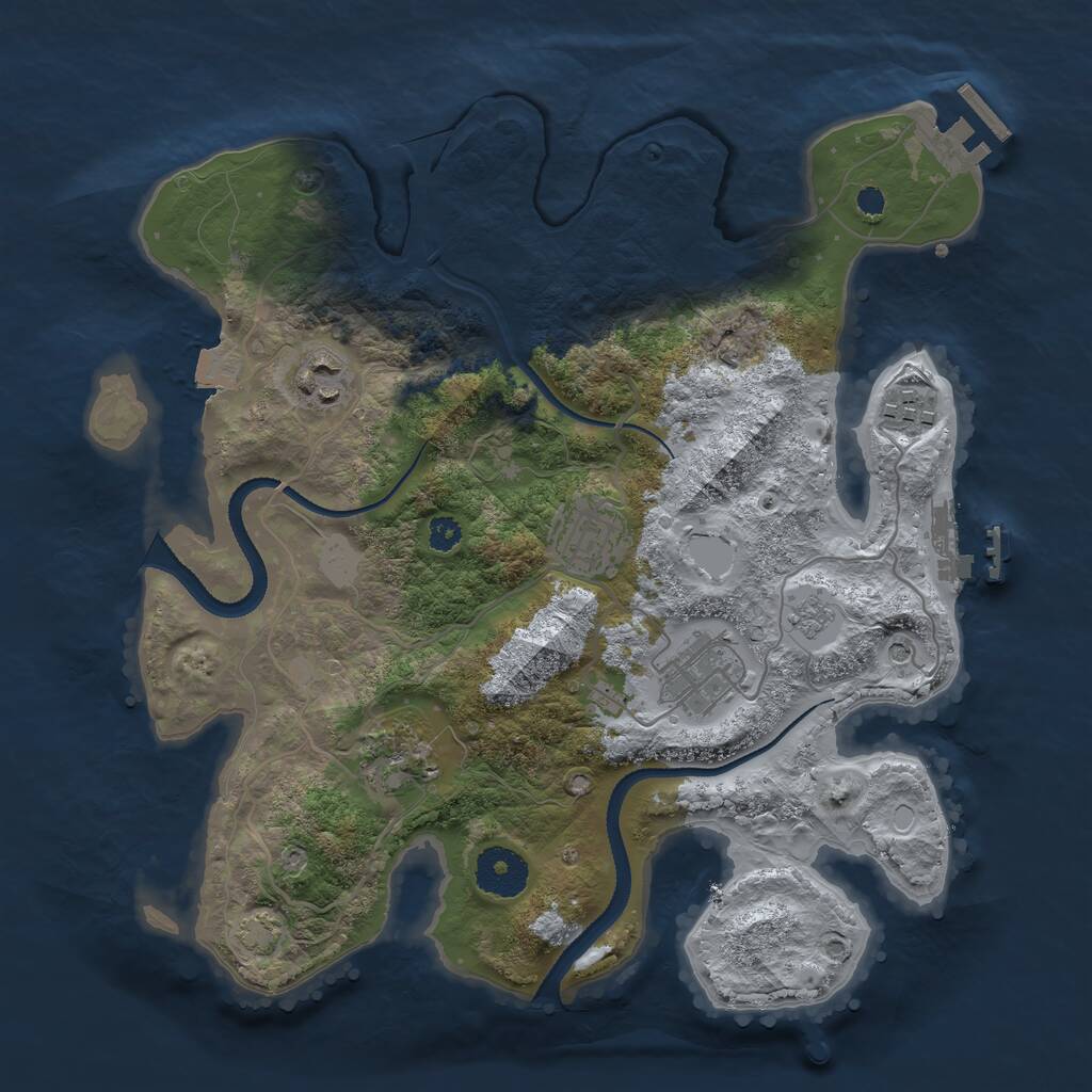 Rust Map: Procedural Map, Size: 3200, Seed: 636258888, 11 Monuments