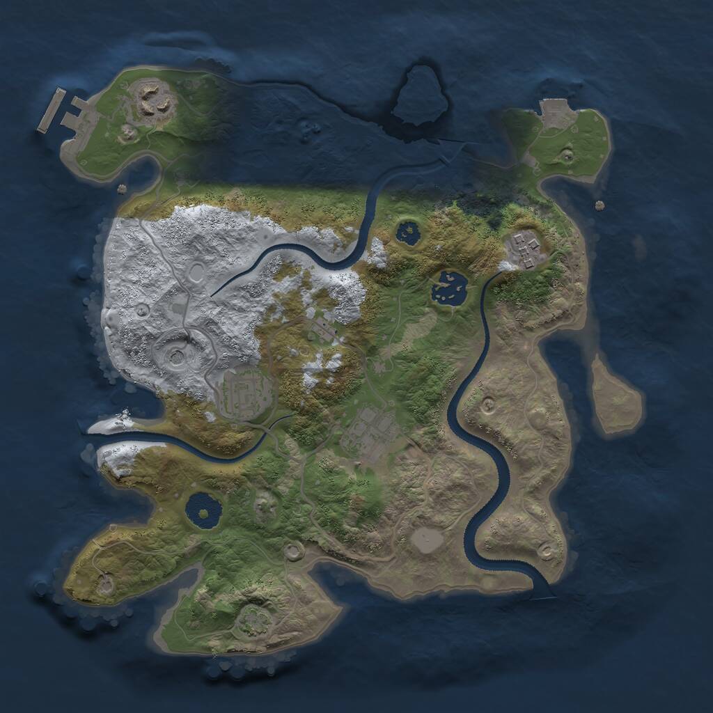 Rust Map: Procedural Map, Size: 3000, Seed: 71327, 9 Monuments