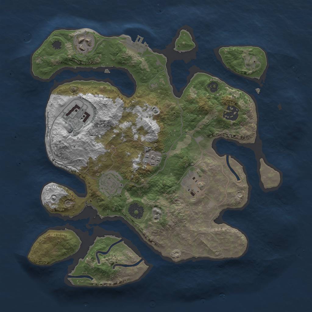 Rust Map: Procedural Map, Size: 3000, Seed: 71327, 9 Monuments