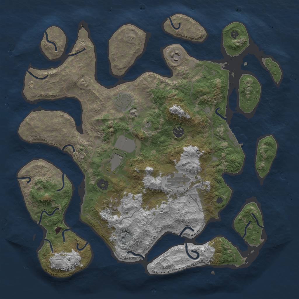 Rust Map: Procedural Map, Size: 4000, Seed: 38479, 10 Monuments