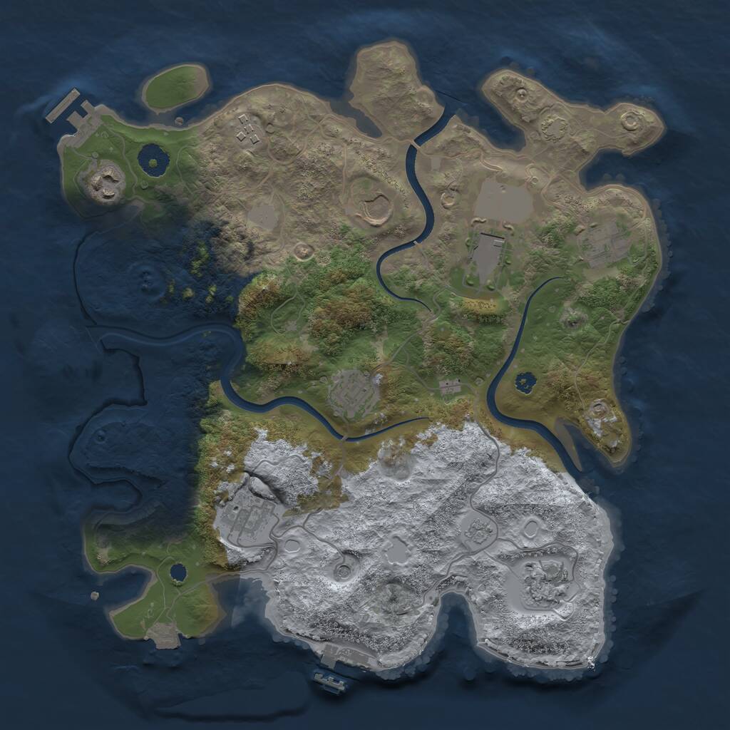 Rust Map: Procedural Map, Size: 3500, Seed: 1154534597, 14 Monuments