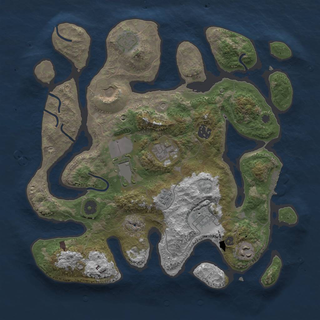 Rust Map: Procedural Map, Size: 3500, Seed: 754566, 12 Monuments