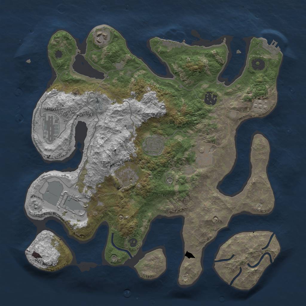Rust Map: Procedural Map, Size: 3525, Seed: 223058, 13 Monuments