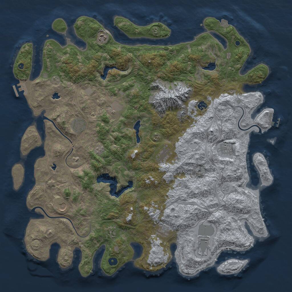 Rust Map: Procedural Map, Size: 5000, Seed: 546848, 17 Monuments